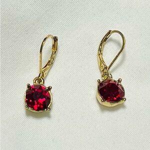 Dana Buchman Gold Toned Earrings with Deep Red Stones